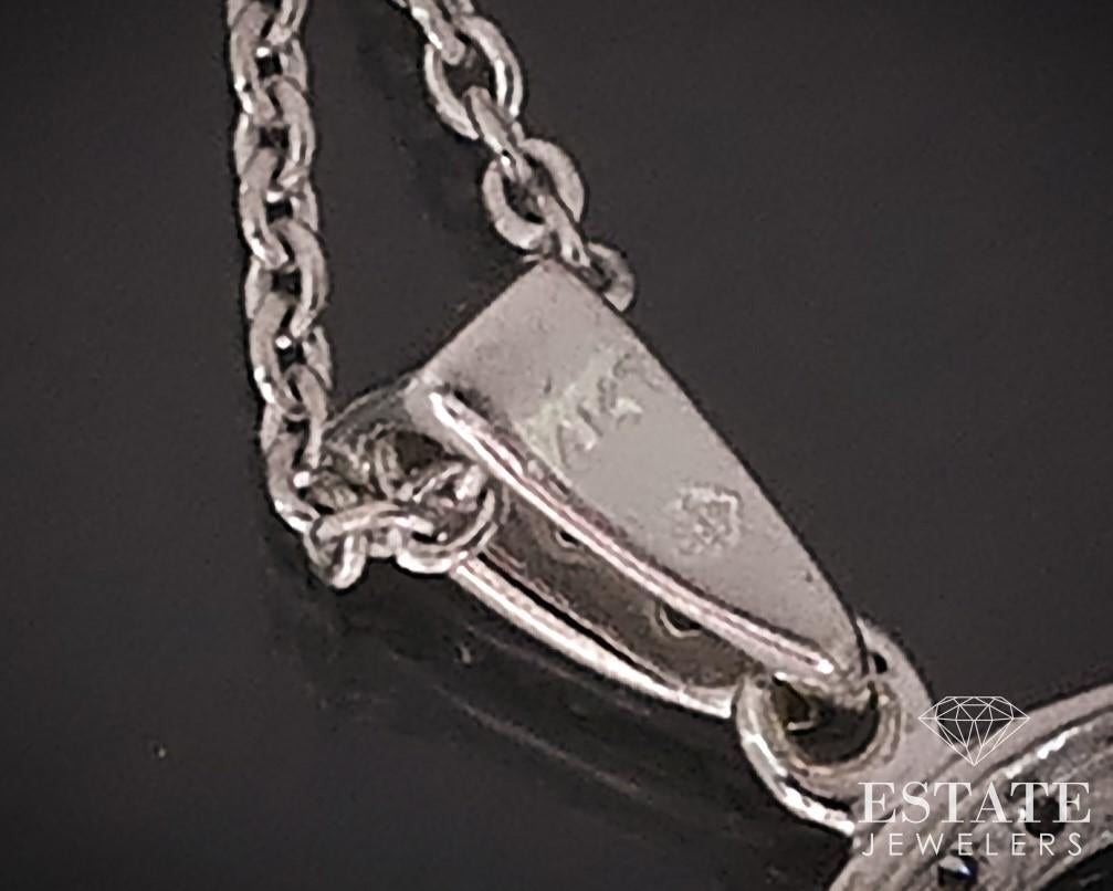 14k White Gold Natural .20ctw Diamond Oval Ladies Necklace 4.2g 18"L i17661
