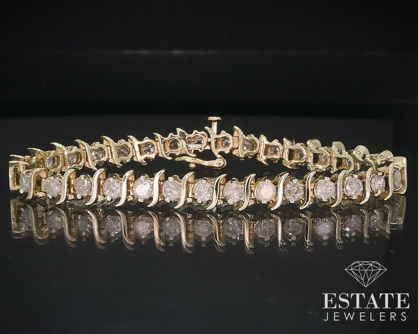 14k Yellow Gold Natural 3.10ctw Diamond Tennis Bracelet 6.5"L 14.5g i17660