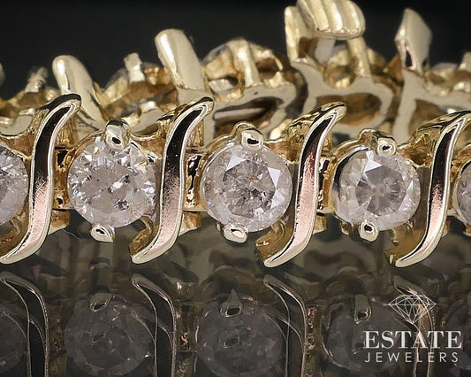 14k Yellow Gold Natural 3.10ctw Diamond Tennis Bracelet 6.5"L 14.5g i17660