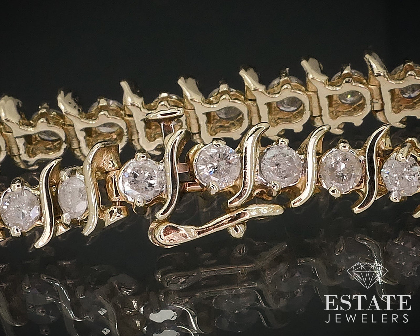 14k Yellow Gold Natural 3.10ctw Diamond Tennis Bracelet 6.5"L 14.5g i17660