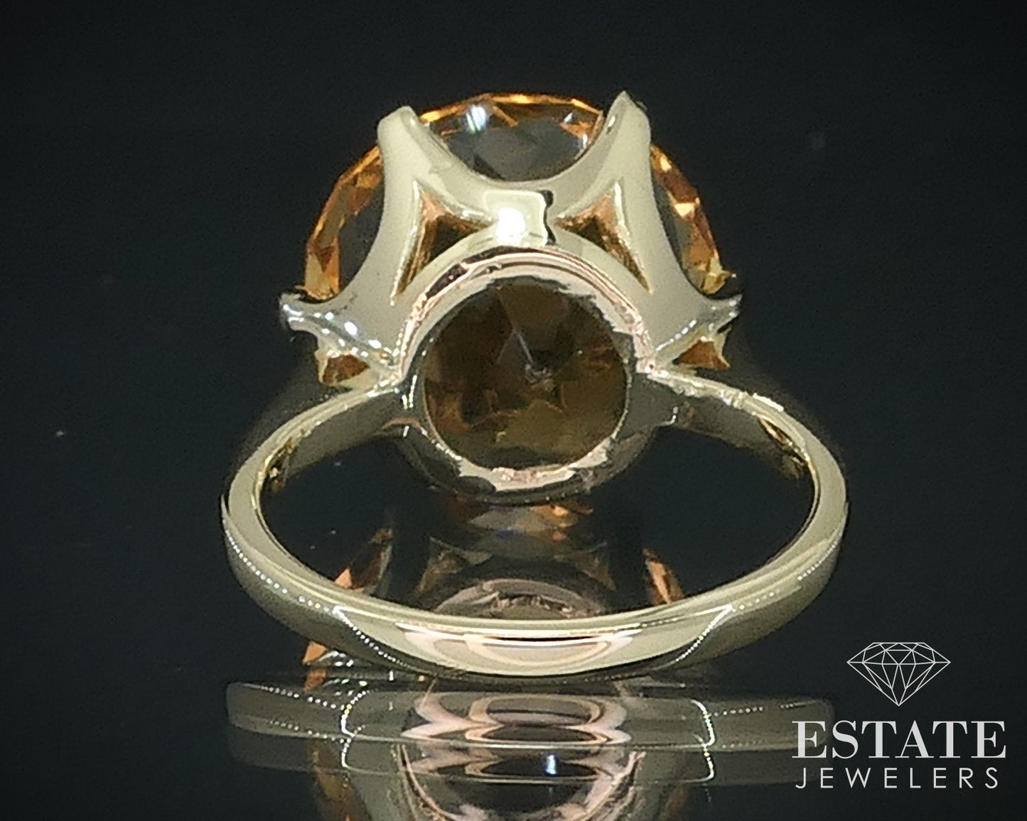 14k Yellow Gold Round Cut Natural Citrine Solitaire Ladies Ring 6g i17704