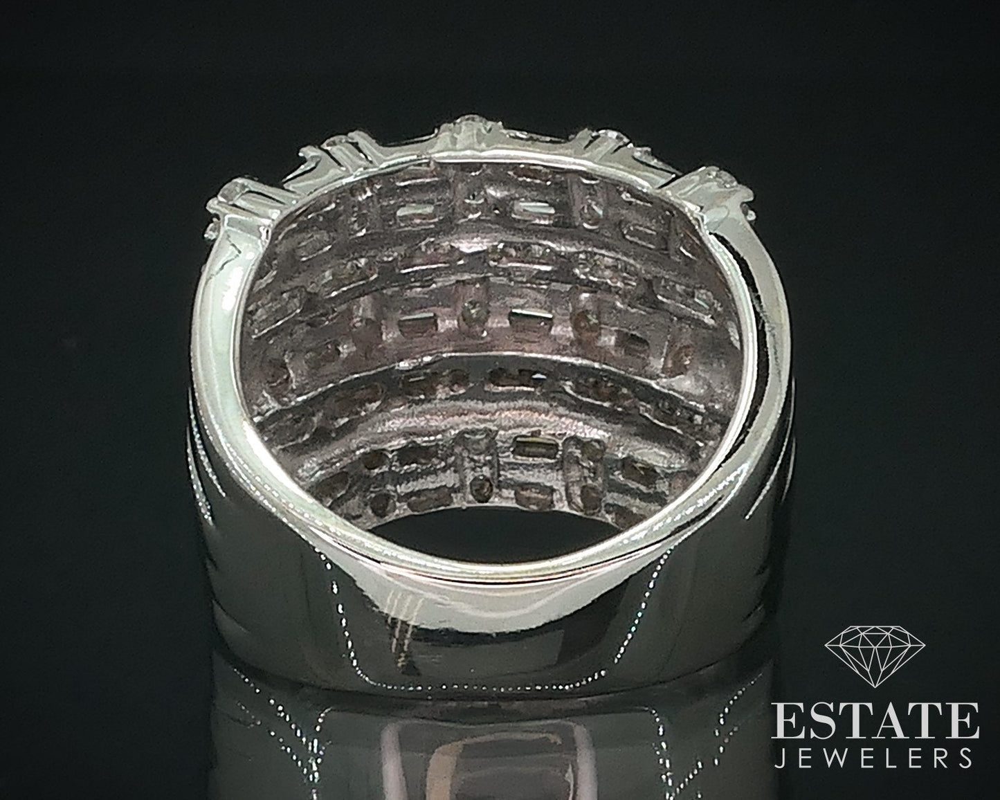 14k White Gold Natural 1.45ctw Diamond Ladies Cocktail Band Ring 11g i17698