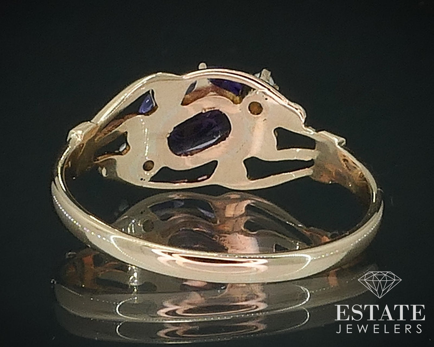 Antique 10k Yellow Gold Amethyst Pearl Ostby & Barton Ring 1.9g i17726