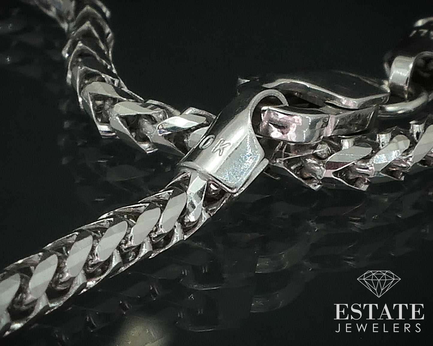 10k White Gold 2mm Wheat Chain Link Necklace 12.2g 24"L i17732b