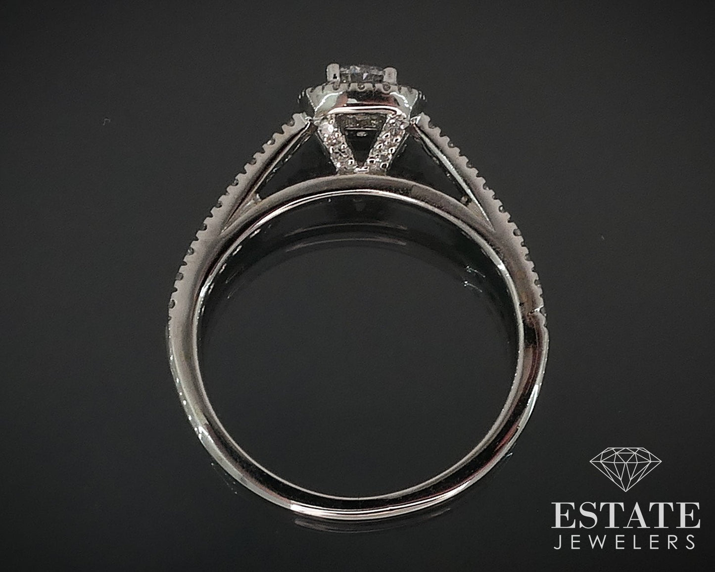 14k White Gold Round Natural .33ctw Diamond Halo Engagement Ring 2.6g i17769