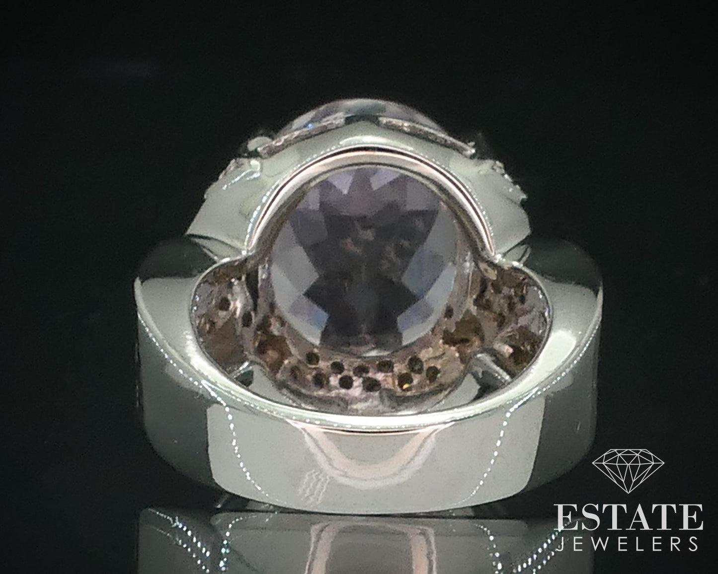 14k White Gold Oval Natural 8.5ct Kunzite & Diamond Ladies Ring 14.2g i17761