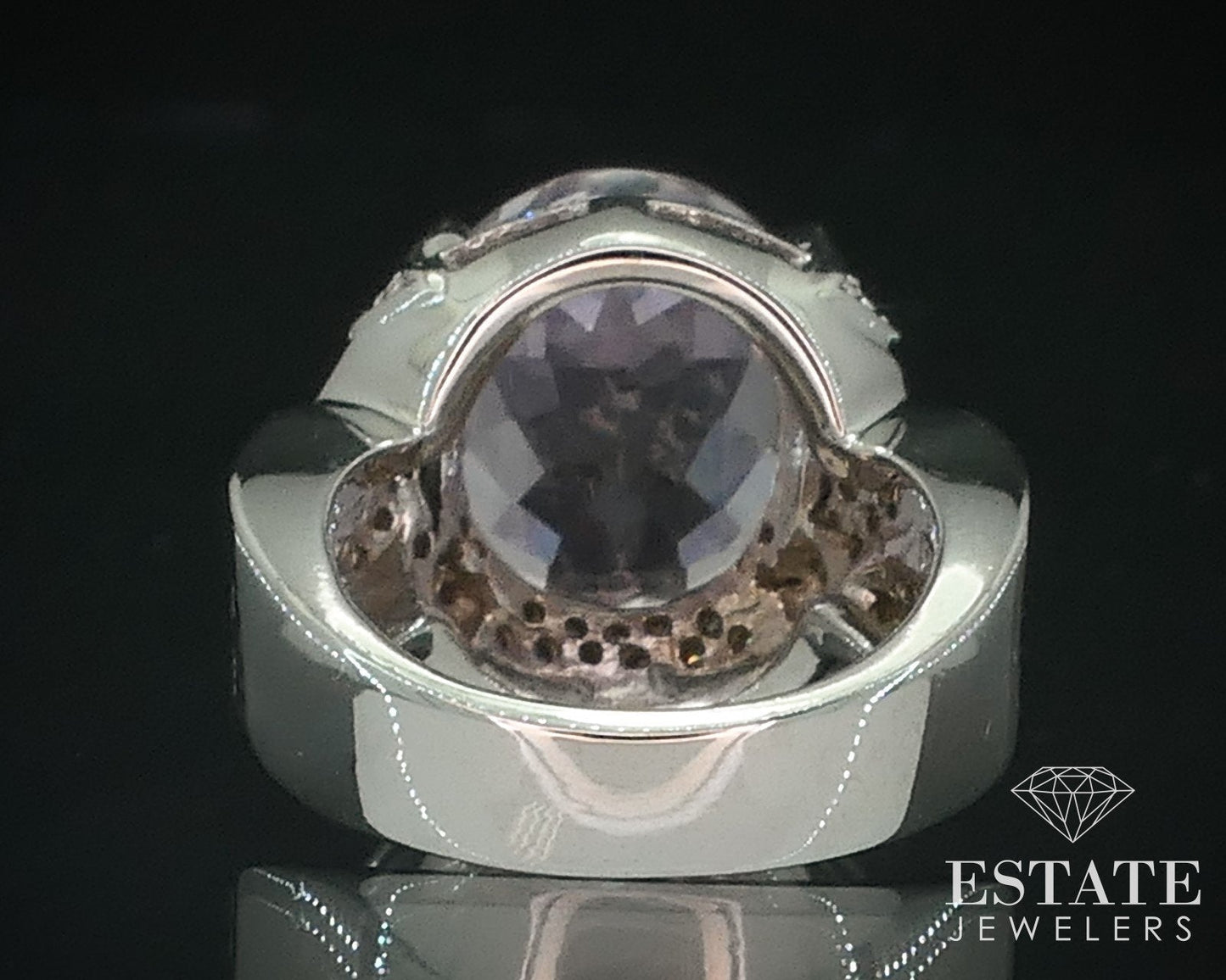 14k White Gold Oval Natural 8.5ct Kunzite & Diamond Ladies Ring 14.2g i17761