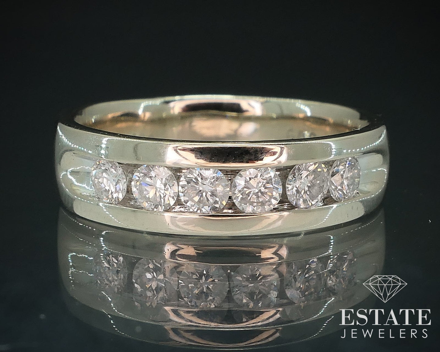 14k White Gold 6mm Natural .50ctw Diamond Mens Band Ring 6.7g i17753