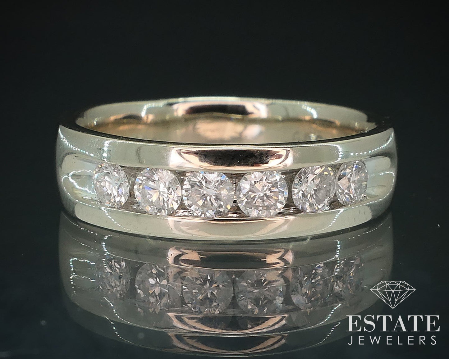 14k White Gold 6mm Natural .50ctw Diamond Mens Band Ring 6.7g i17753