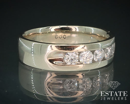 14k White Gold 6mm Natural .50ctw Diamond Mens Band Ring 6.7g i17753