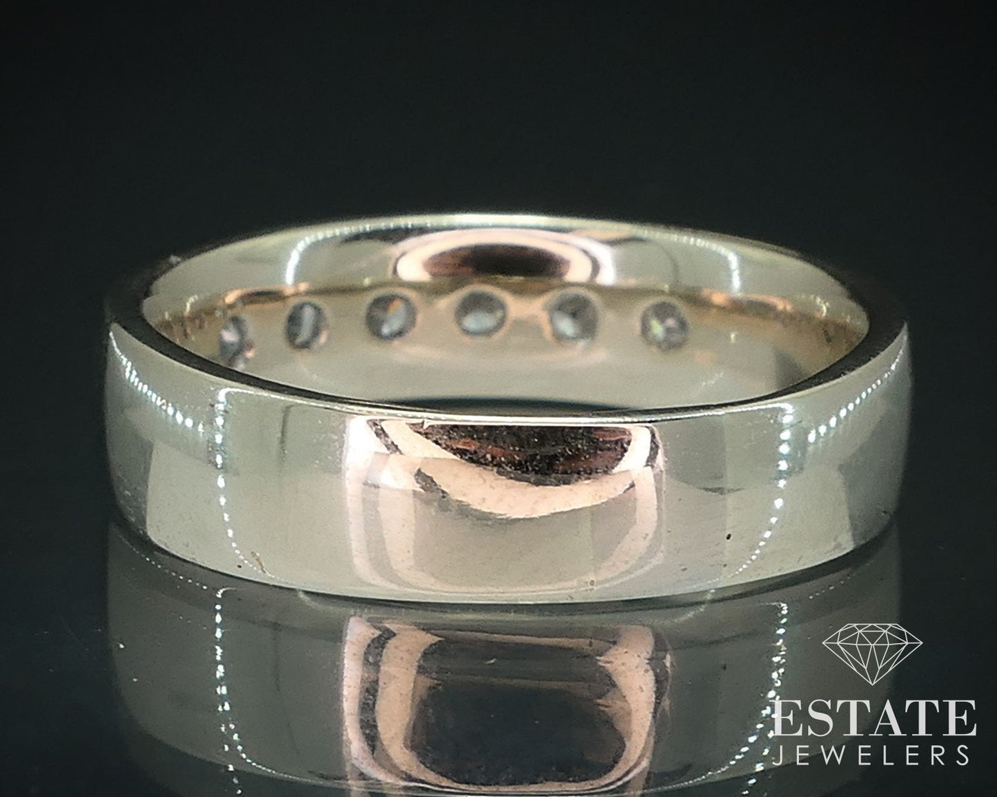 14k White Gold 6mm Natural .50ctw Diamond Mens Band Ring 6.7g i17753