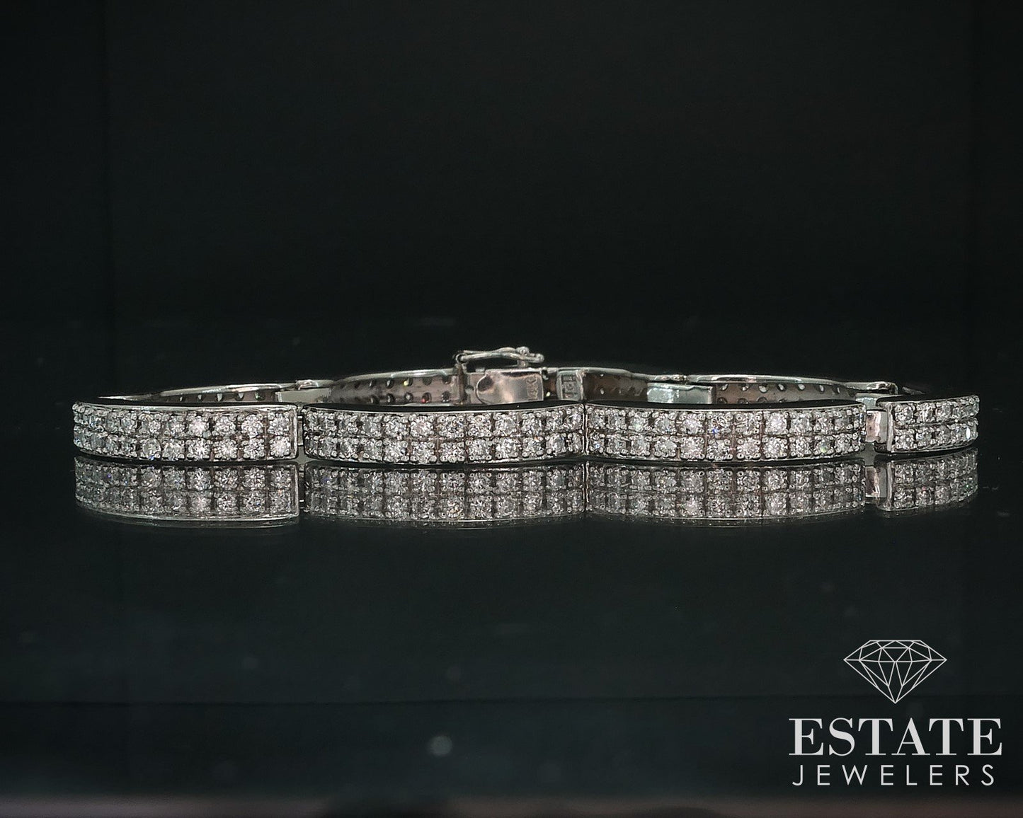 14k White Gold Natural 1.92ctw Diamond Curved Tennis Bracelet 19.2g 7"L i17755
