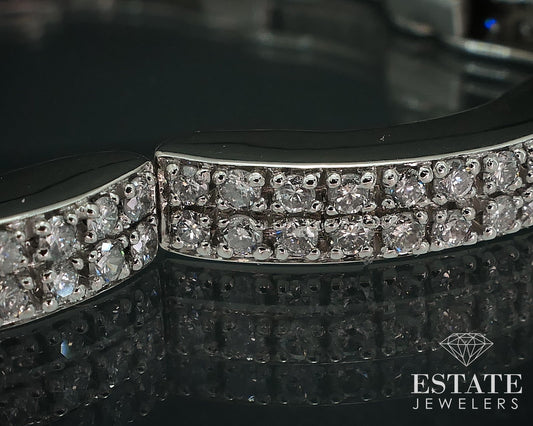 14k White Gold Natural 1.92ctw Diamond Curved Tennis Bracelet 19.2g 7"L i17755