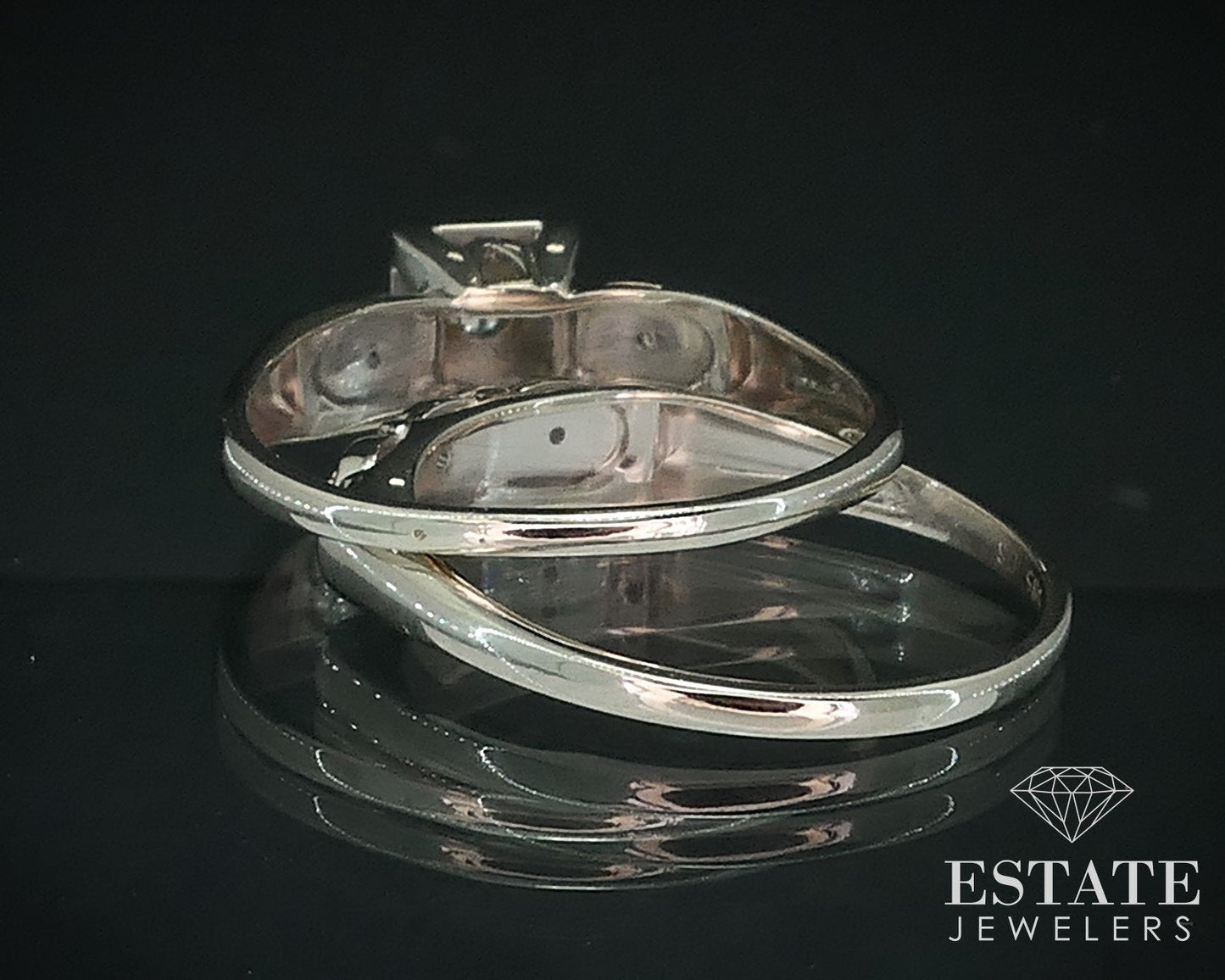 Vintage 14k White Gold Round Natural .10ctw Diamond Wedding Set 4.3g i17801b