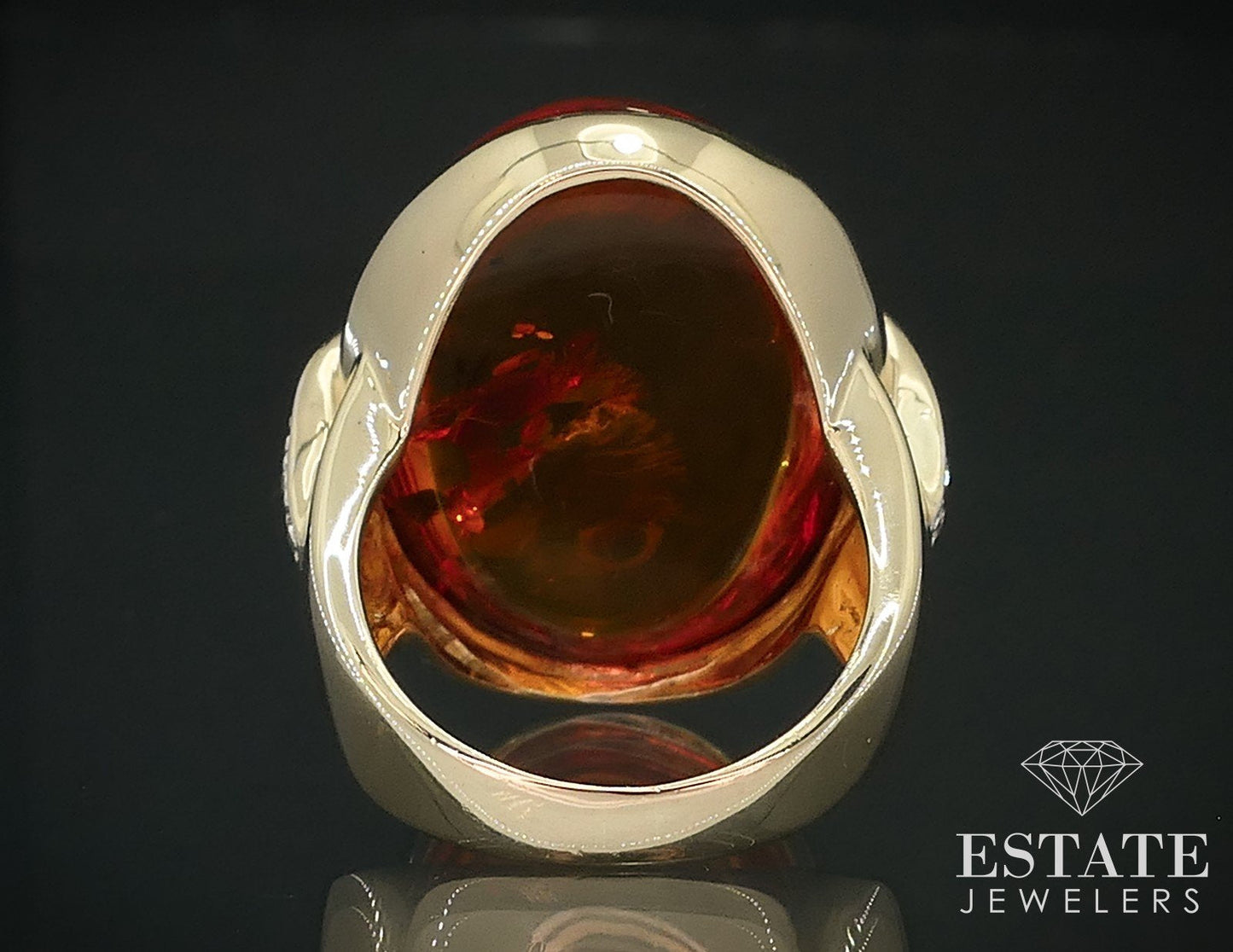 14k Yellow Gold Natural Amber & Diamond Laura Ramsey Ring 9.5g i17775