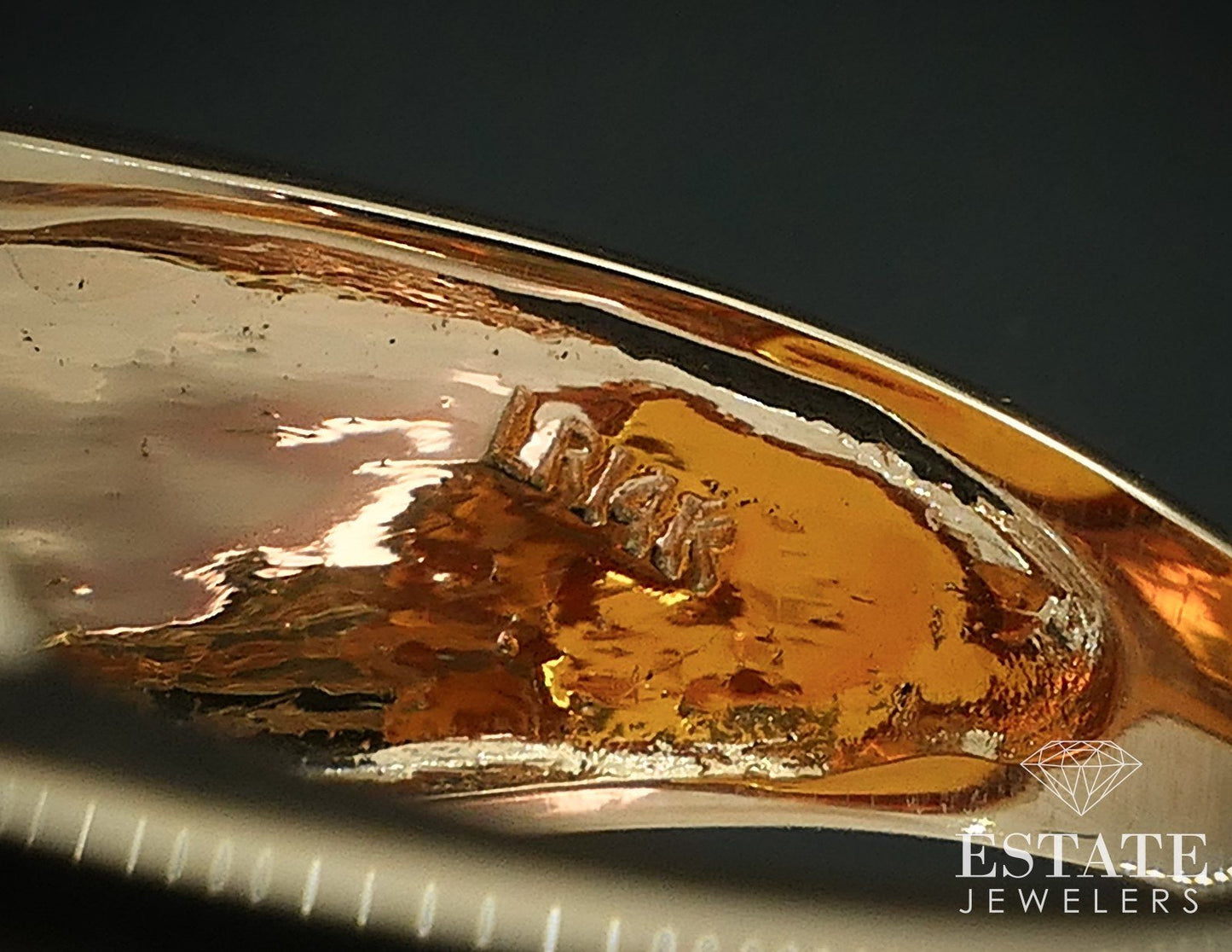 14k Yellow Gold Natural Amber & Diamond Laura Ramsey Ring 9.5g i17775