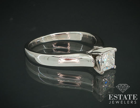 14k White Gold EGL Princess Natural .51ct Diamond Solitaire Ring 3.6g i17791