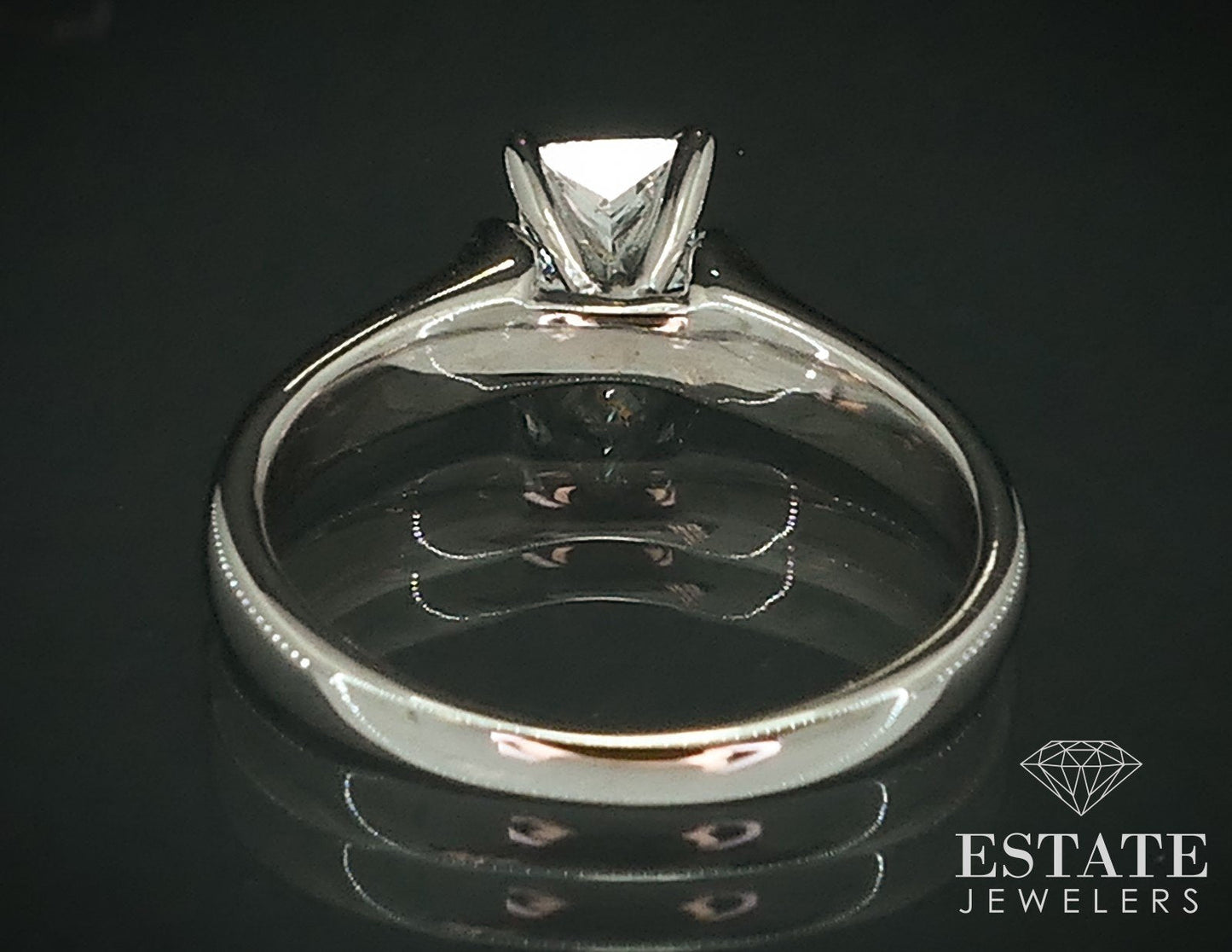 14k White Gold EGL Princess Natural .51ct Diamond Solitaire Ring 3.6g i17791