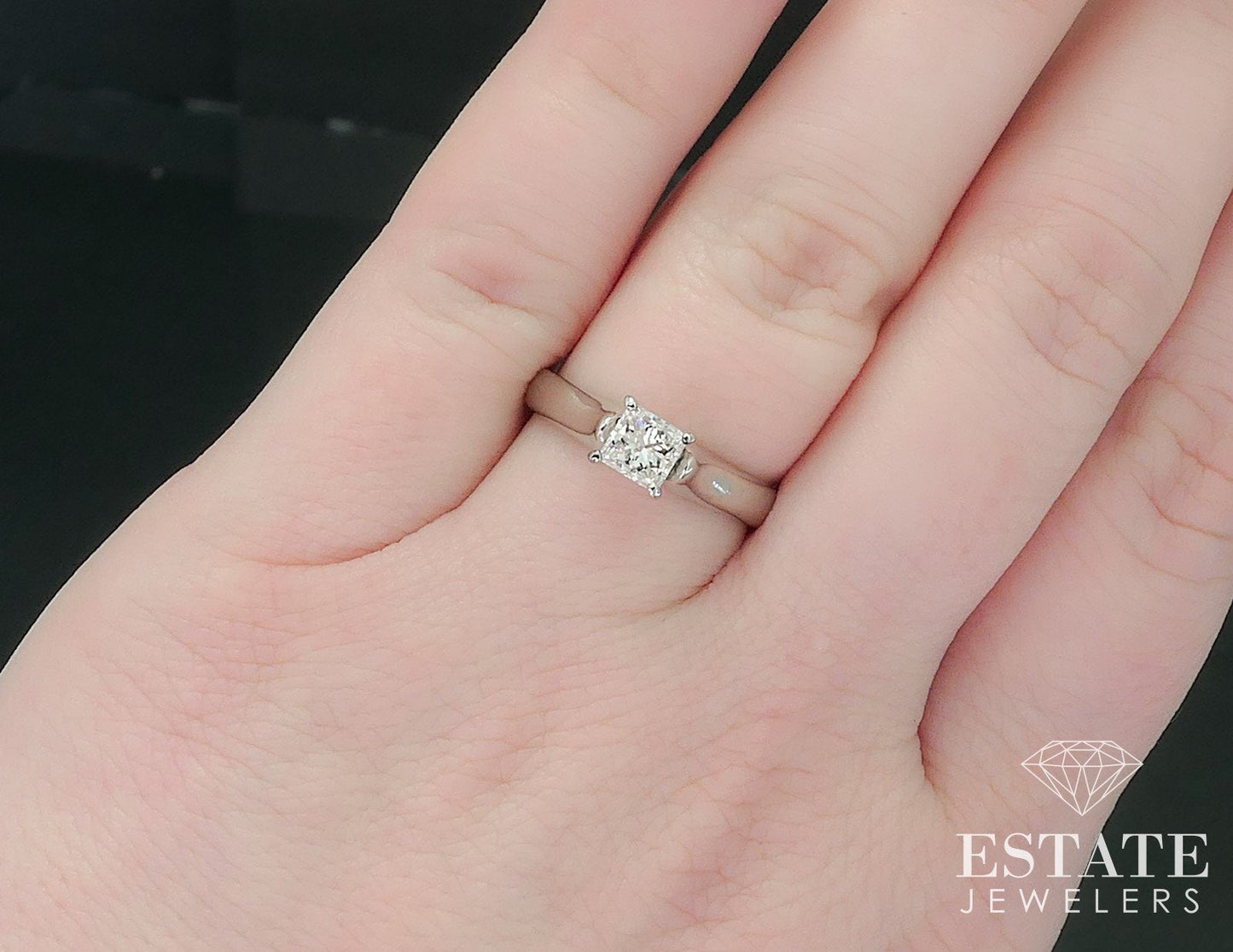 14k White Gold EGL Princess Natural .51ct Diamond Solitaire Ring 3.6g i17791