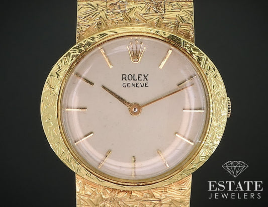 Vintage 18k Yellow Gold Rolex 3669 Cal 1600 Pre-Cellini Ladies Watch 47g i17779
