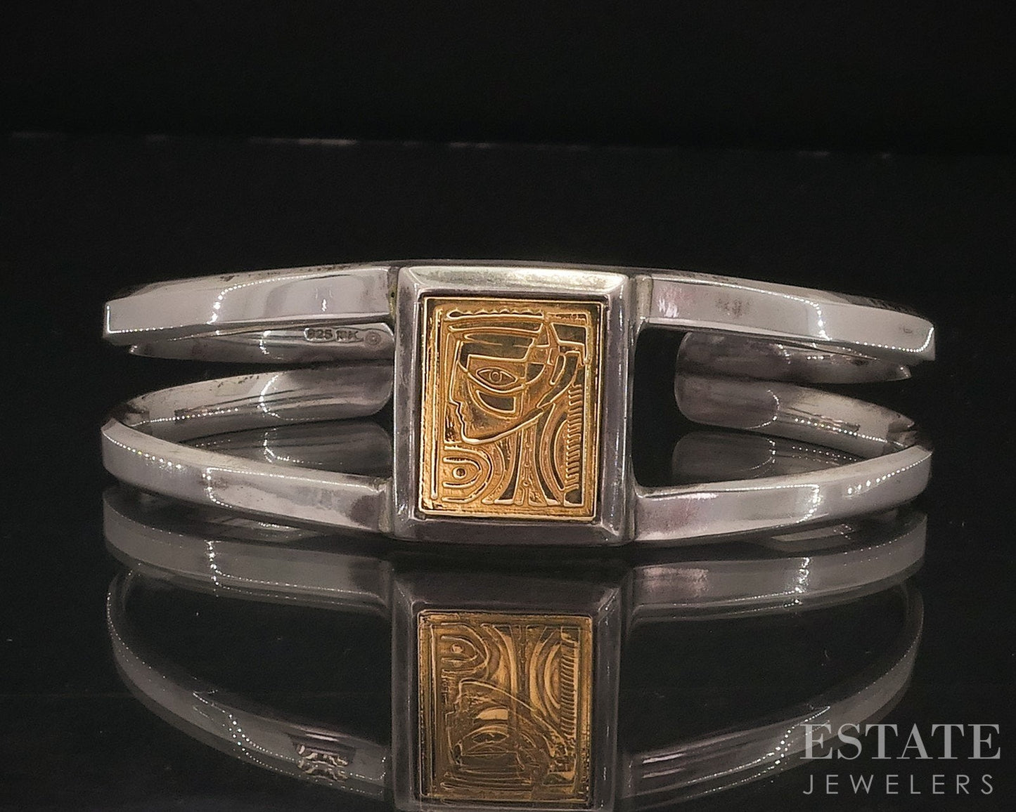 18k & Sterling Anthony Quinn Lady of Crete Cuff Bracelet 42.8g i17924