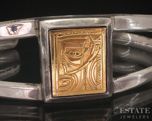 18k & Sterling Anthony Quinn Lady of Crete Cuff Bracelet 42.8g i17924