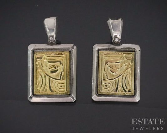 18k & Sterling Anthony Quinn Lady of Crete Dangle Ladies Earrings 11.8g i17923