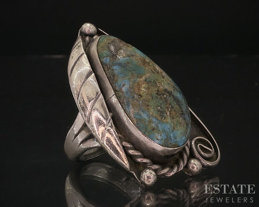 Vintage Sterling Natural Turquoise Navajo Large Ladies Ring 15.7g i17916