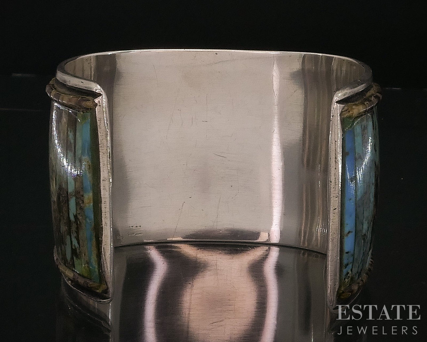 Vintage Sterling Turquoise, MOP & Coral Navajo Large Cuff Bracelet 119g i17914