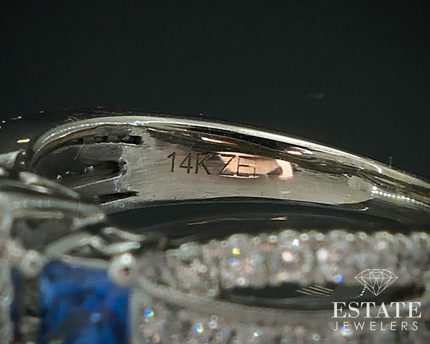 14k White Gold Natural .93ctw Diamond Sapphire Halo Engagement Ring 4.6g i17907