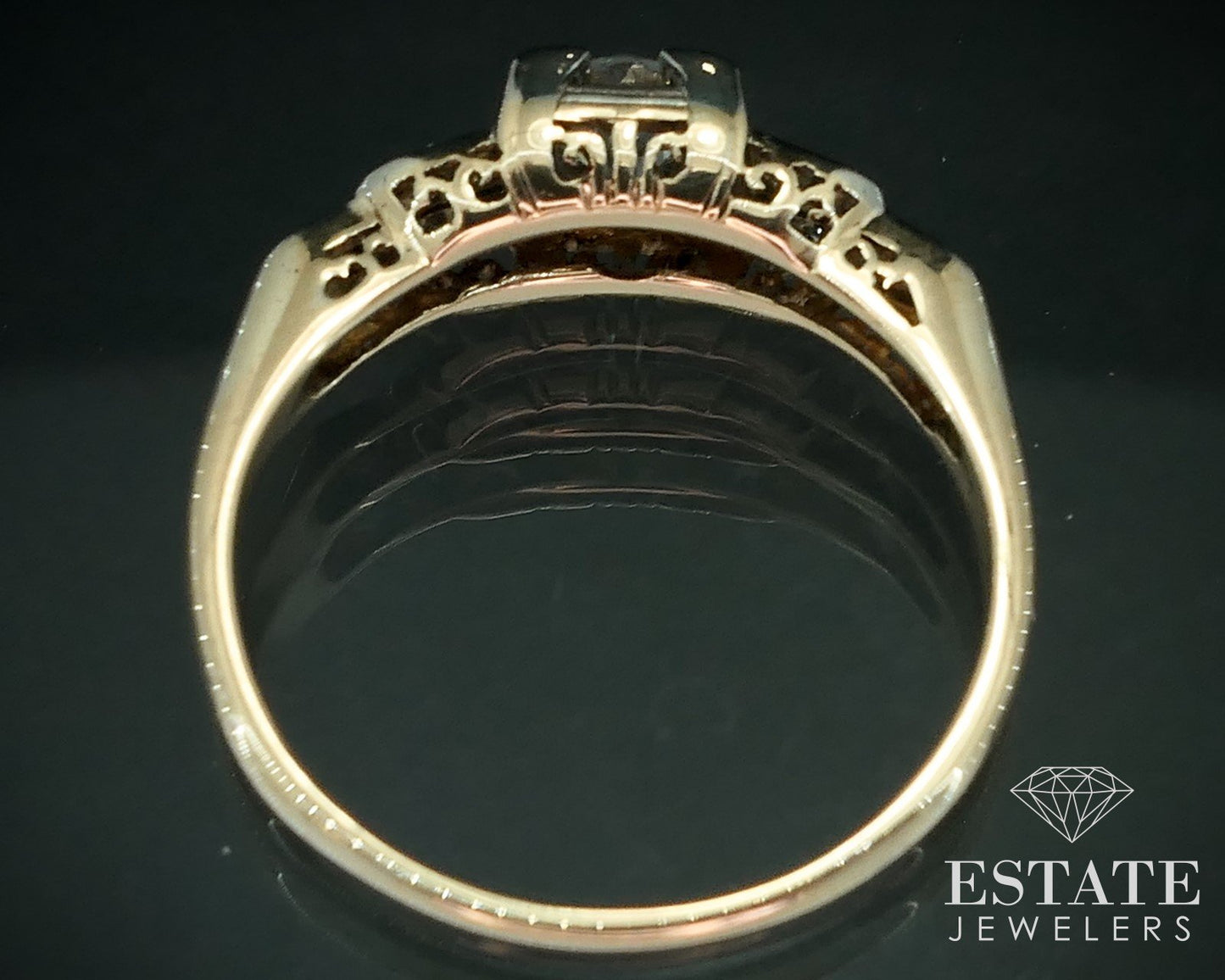 Antique 14k Yellow Gold European Natural .44ctw Diamond Engagement Ring i17895