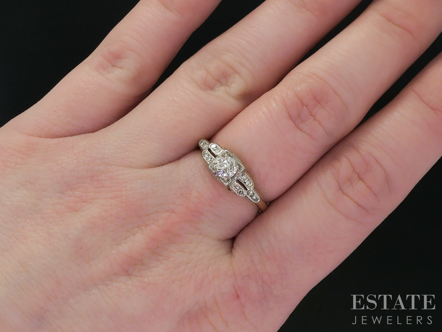 Antique 14k Yellow Gold European Natural .44ctw Diamond Engagement Ring i17895