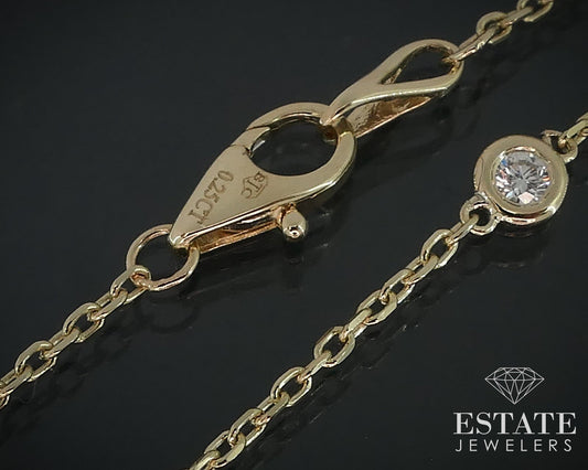 14k Yellow Gold Natural .25ctw Diamond Station Link Bracelet 1.7g 7"L i17890