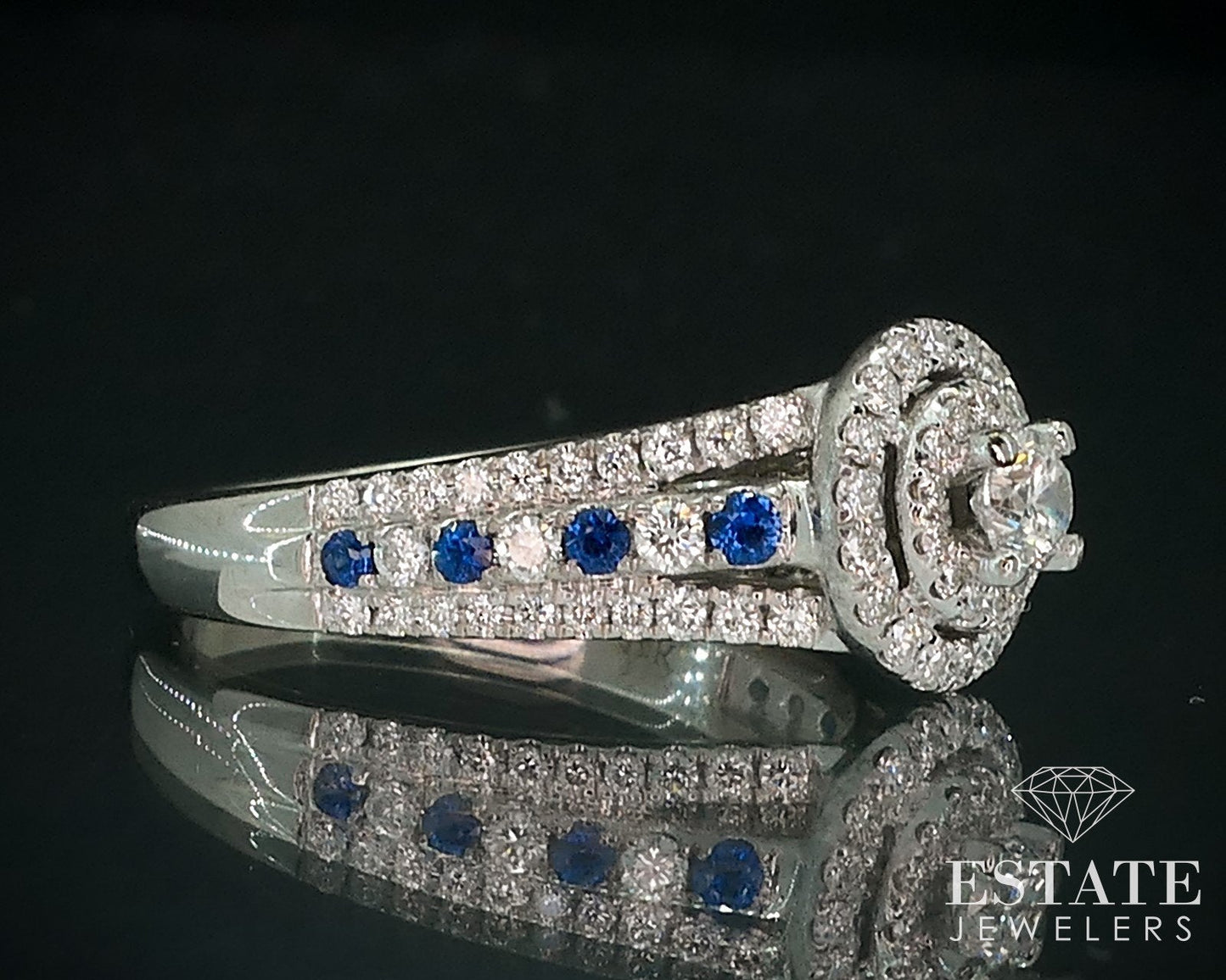 14k White Gold Natural Diamond & Sapphire Vera Wang Wedding Set 8.9g i17902