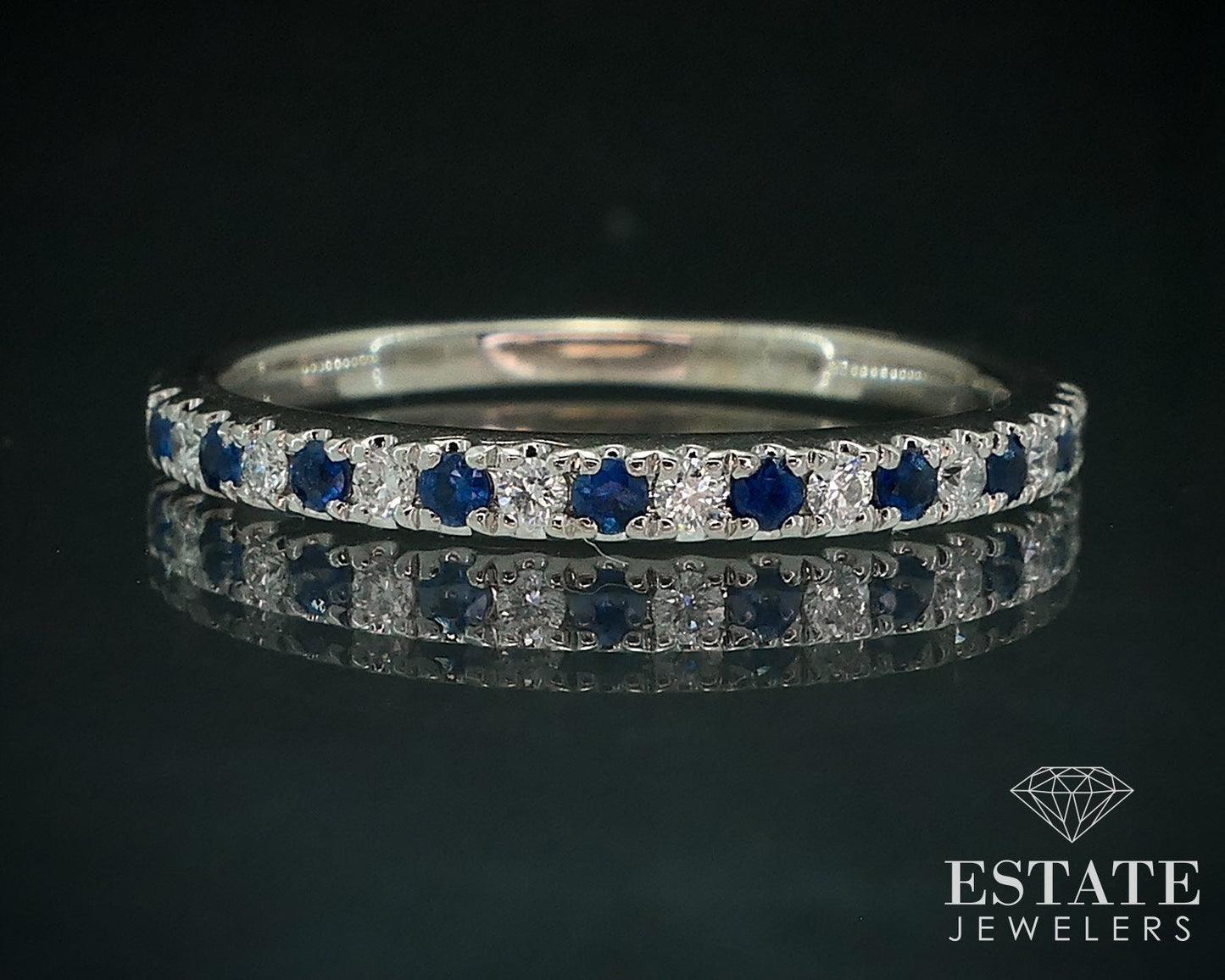 14k White Gold Natural Diamond & Sapphire Vera Wang Wedding Set 8.9g i17902