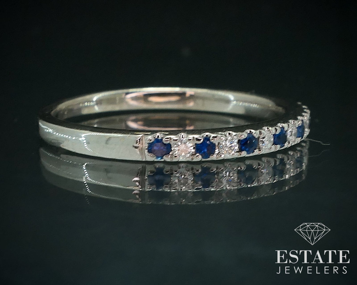 14k White Gold Natural Diamond & Sapphire Vera Wang Wedding Set 8.9g i17902