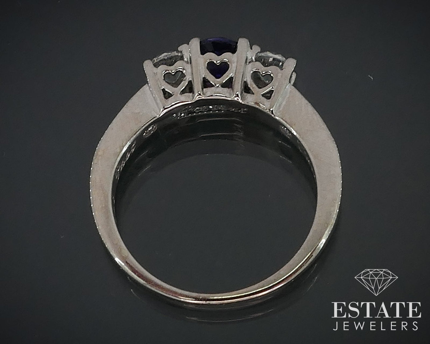 14k White Gold Round Natural Amethyst & Diamond Engagement Ring 3g i17903