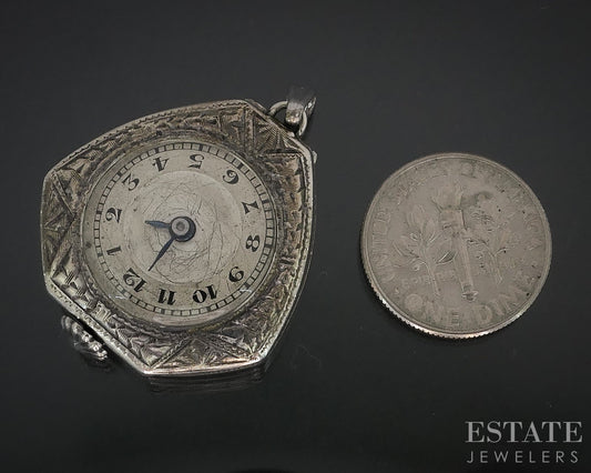 Antique Victorian Sterling Silver Engraved Mauran Watch Pendant 12.4g i18026