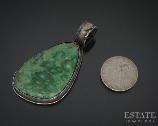 Vintage Sterling Turquoise Navajo David Umpleby Santa Fe Pendant 14g i18023