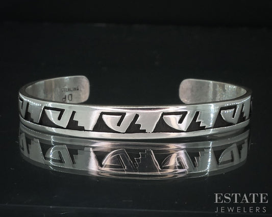 Vintage Sterling Navajo Overlay Don Platero Ladies Cuff Bracelet 14g i18022
