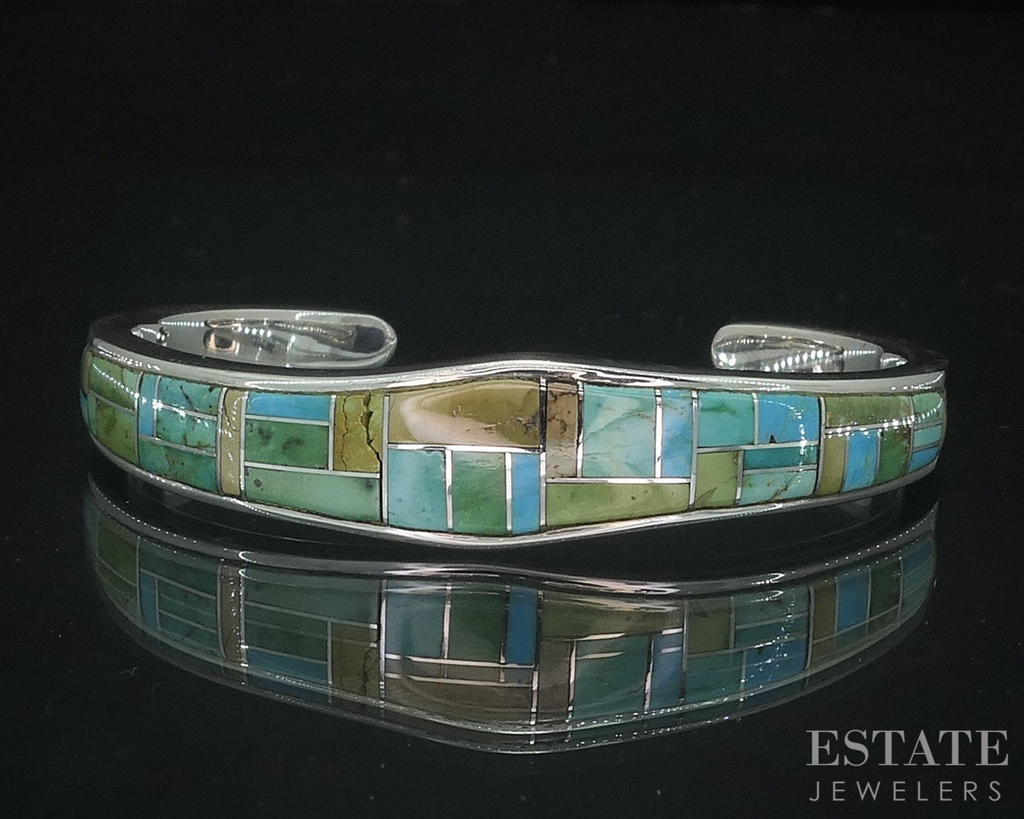 Vintage Sterling Navajo Turquoise Steve Francisco Cuff Bracelet 29g i18017