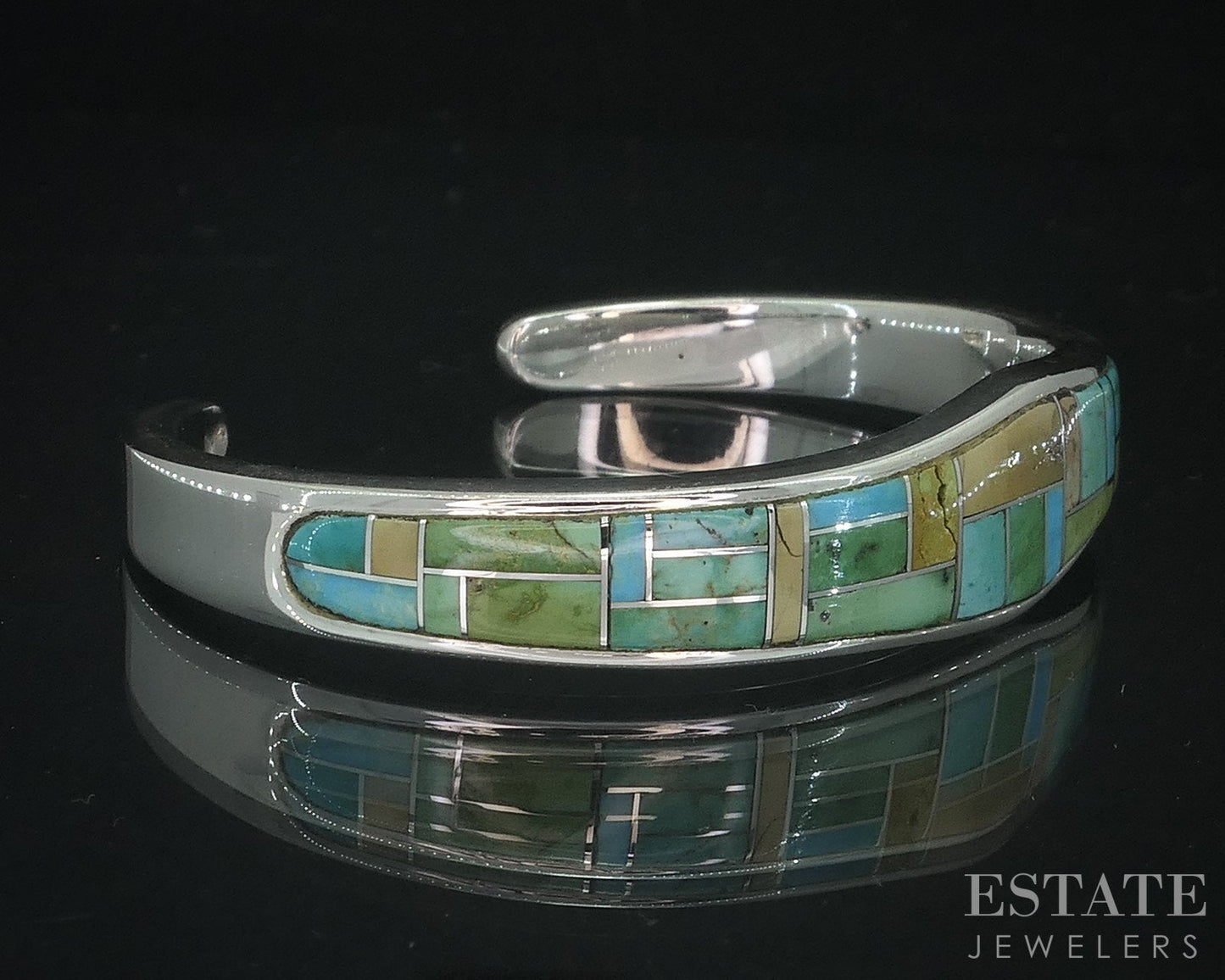 Vintage Sterling Navajo Turquoise Steve Francisco Cuff Bracelet 29g i18017