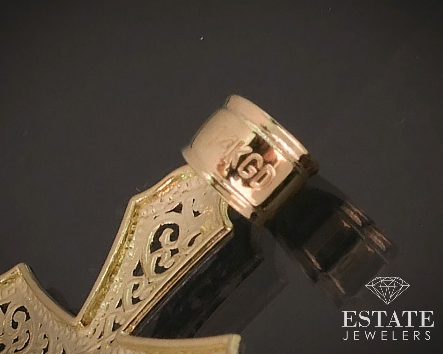 Vintage 14k Yellow & White Gold Filigree Ladies Cross Pendant 2.1g i17961b