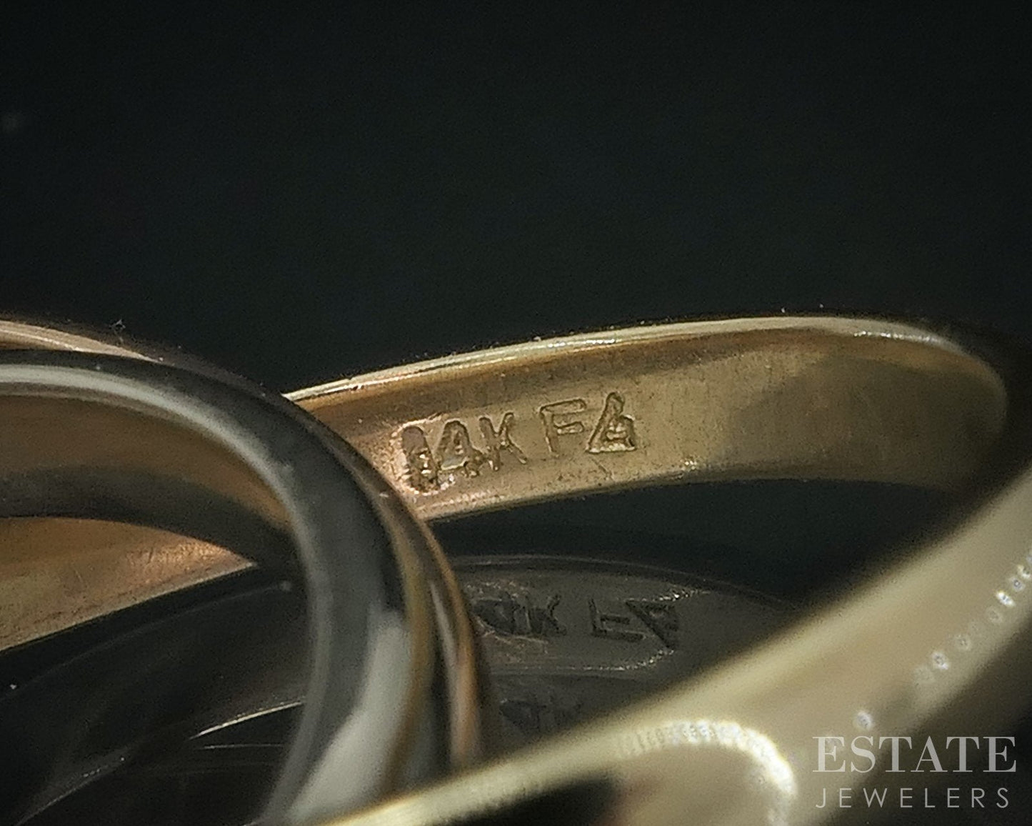 14k Tri Colored Gold 2.4mm Stacked Band Rolling Ring 5.9g i18087b