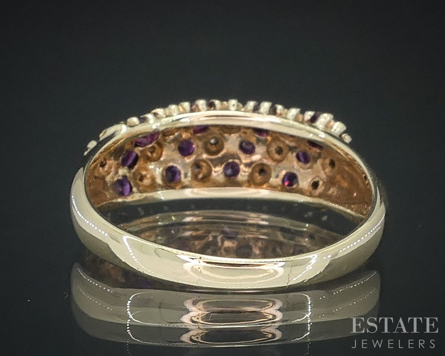 10k Yellow Gold Natural Ruby & Diamond Ladies Band Ring 3.6g i18097b