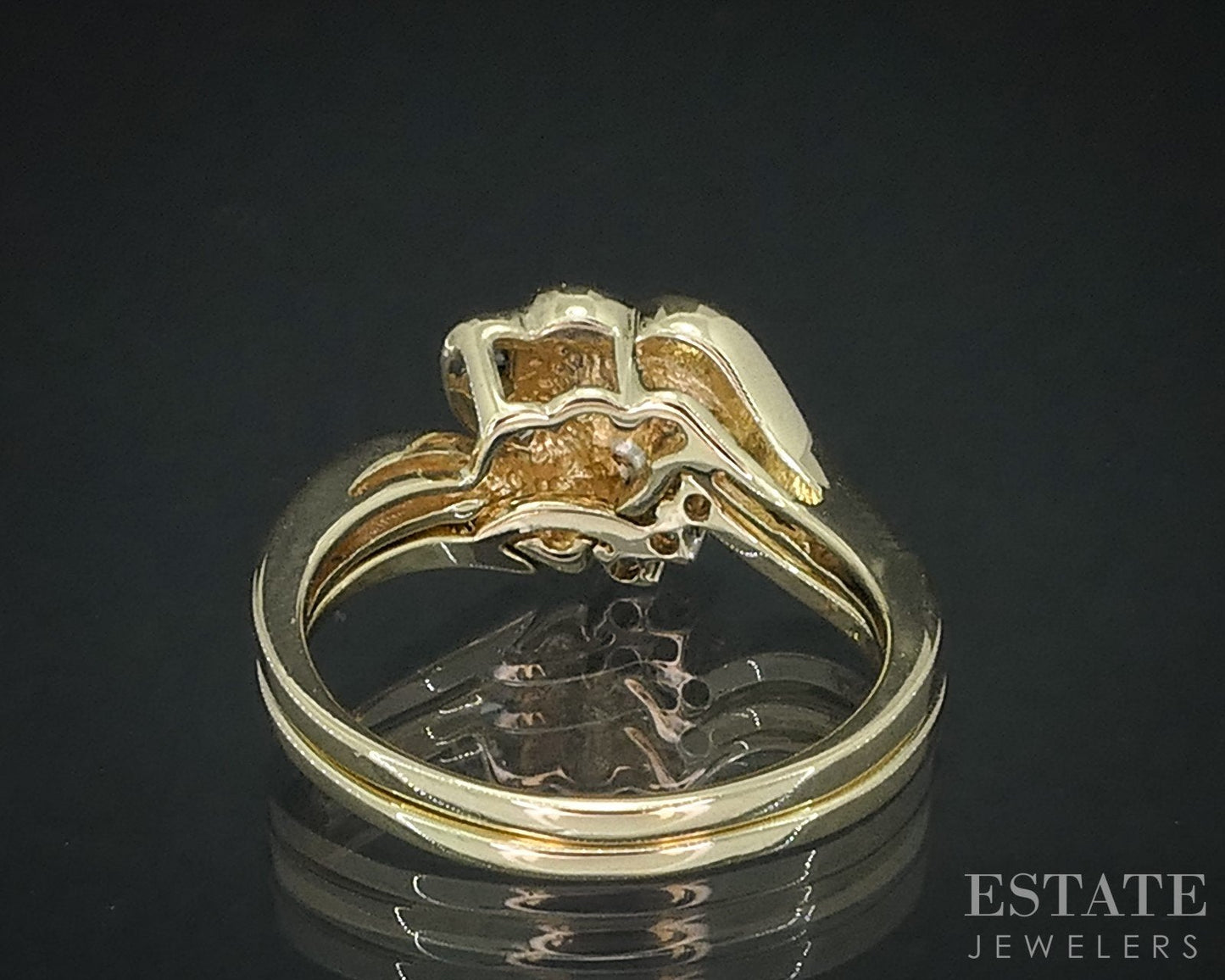 14k Yellow Gold Heart Natural .21ctw Diamond Ladies Wedding Set 4.5g i18084b
