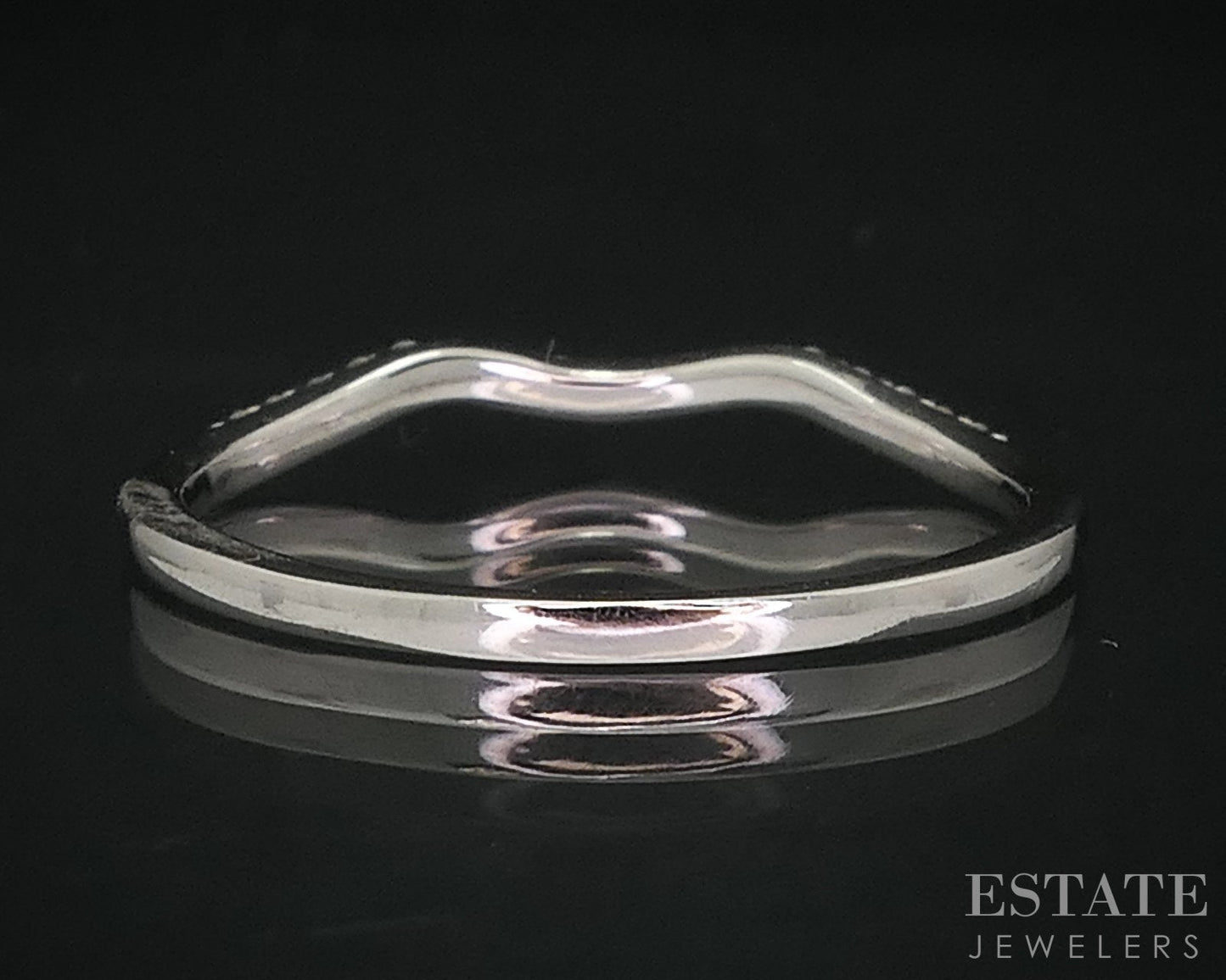 14k White Gold Natural .08ctw Diamond Ladies Curved Wedding Band 1.4g i14793