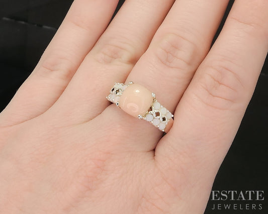 Sterling Silver Natural Pink & Opal Ladies Ring 4.5g p18991