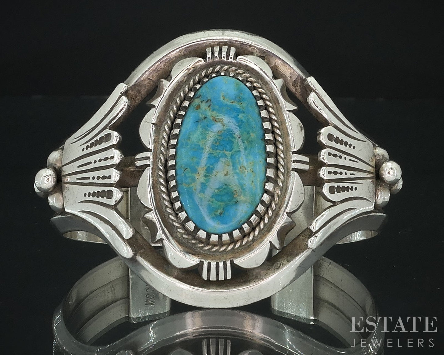 Vintage Sterling Dan A. Jackson Turquoise Navajo Cuff Bracelet 67g i18162