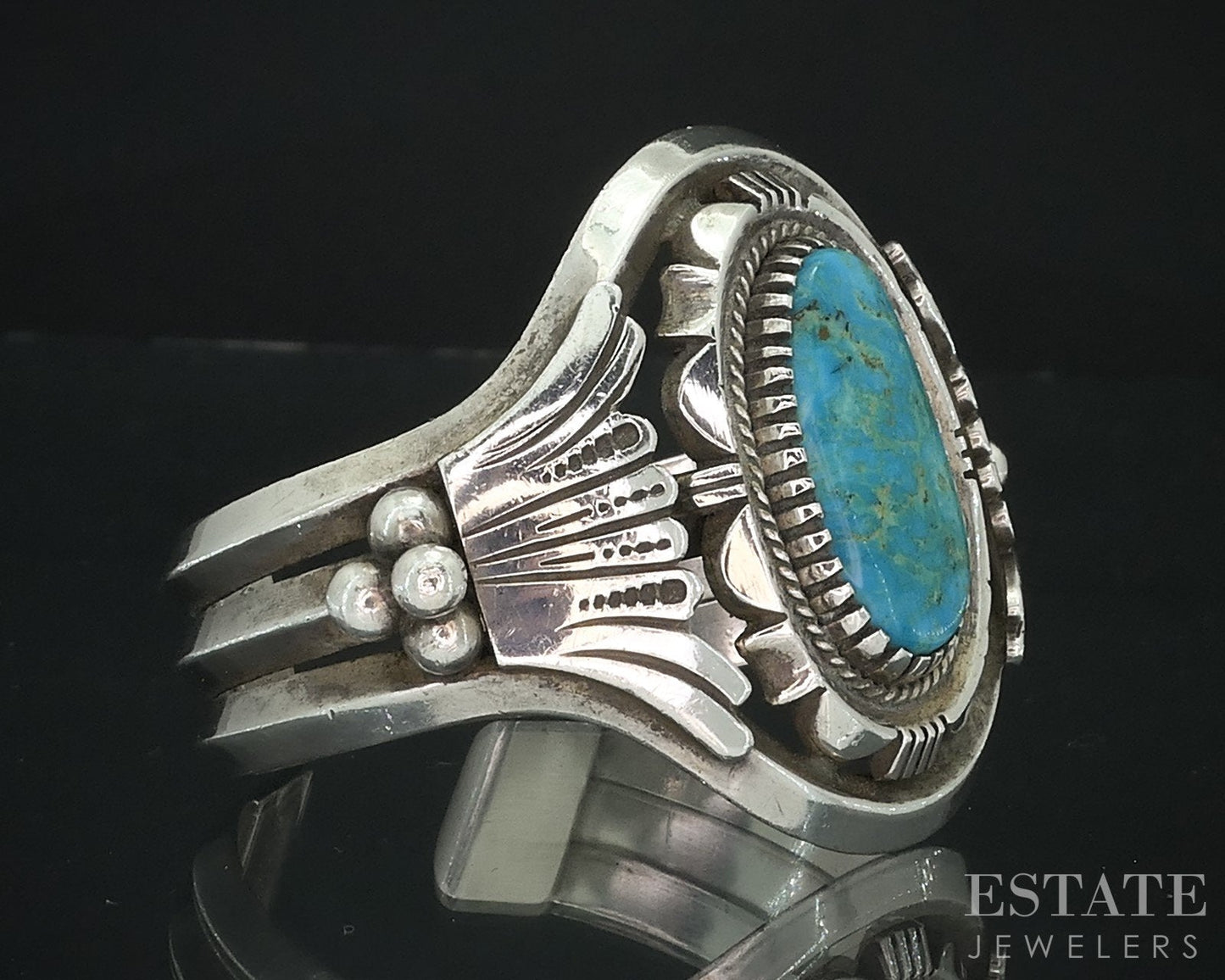 Vintage Sterling Dan A. Jackson Turquoise Navajo Cuff Bracelet 67g i18162